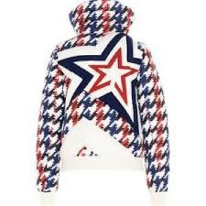 Perfect Moment Superstar red white and blue houndstooth down ski jacket size XS